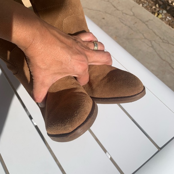 Lucky Brand tan suede heeled boots pointy toe size 5.5M - Picture 13 of 16